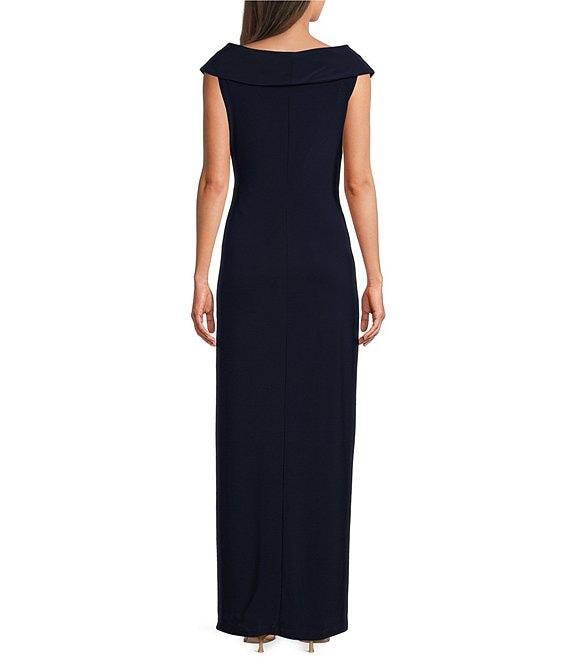 Lauren Ralph Lauren Portrait Collar Cap Sleeve Crepe Sheath Gown Product Image