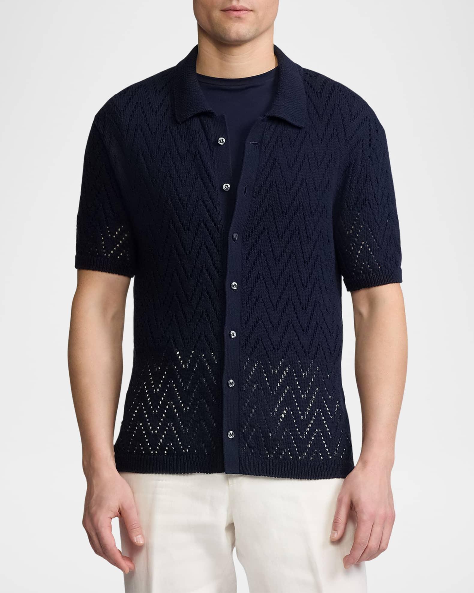 Men's Textured Short-Sleeve Cardigan Product Image