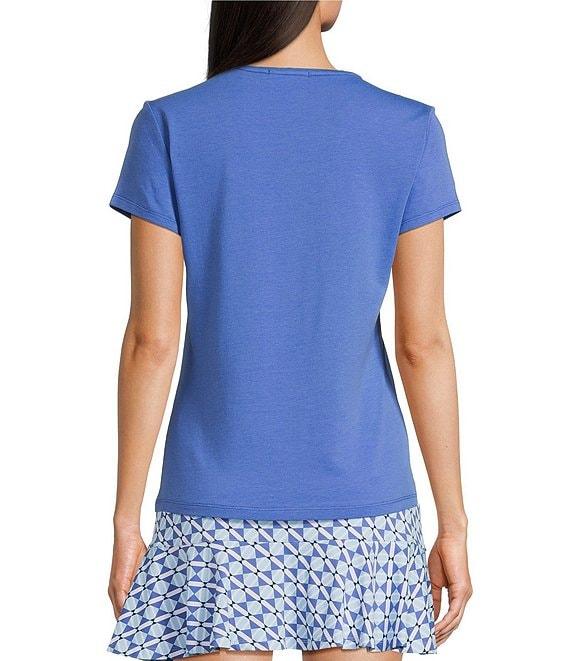 J.McLaughlin Terrine Cotton Blend Stretch V-Neck Short Sleeve Tee Shirt Product Image