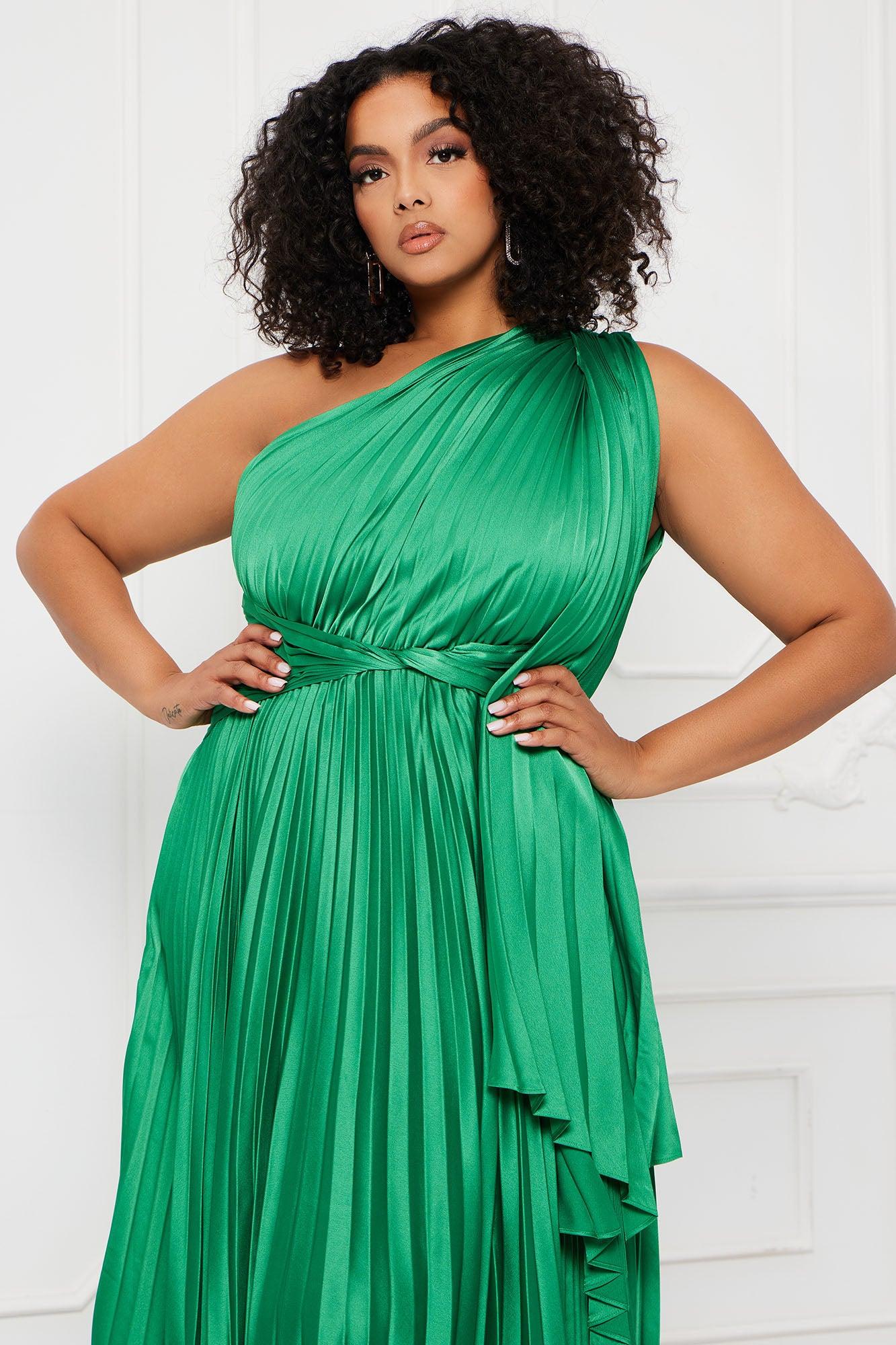 Athena Pleated Maxi Dress - Kelly Green Product Image
