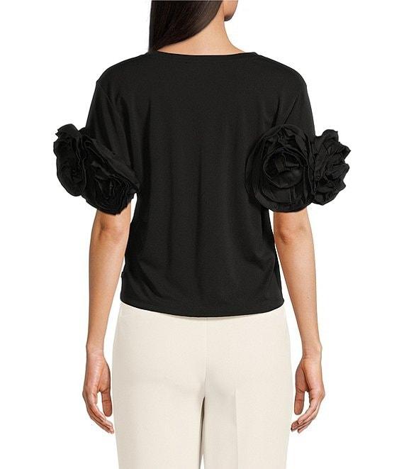 KARL LAGERFELD PARIS Jersey Crew Neck Short Sleeve Top Product Image