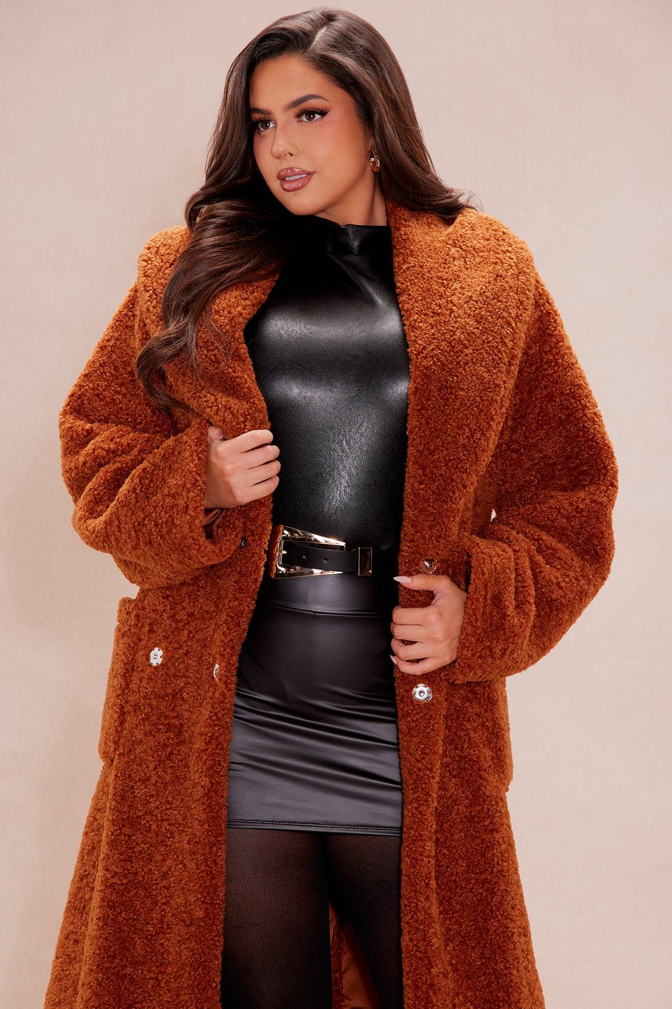 Alyssa Faux Fur Coat - Cognac Product Image