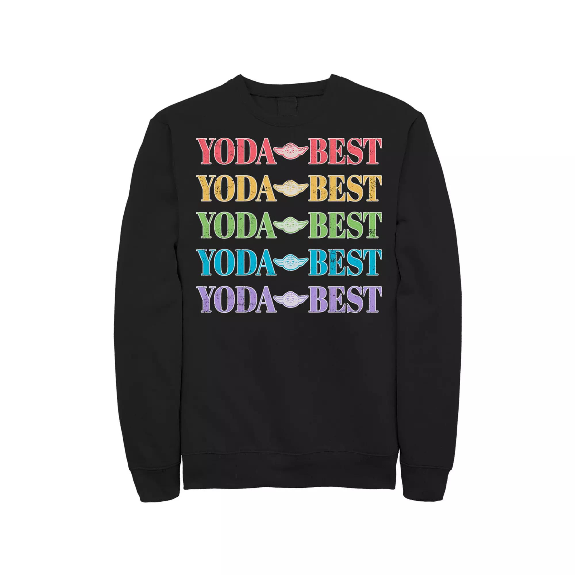 Men's Star Wars Pride Yoda Best Rainbow Text Stack Sweatshirt,  Product Image