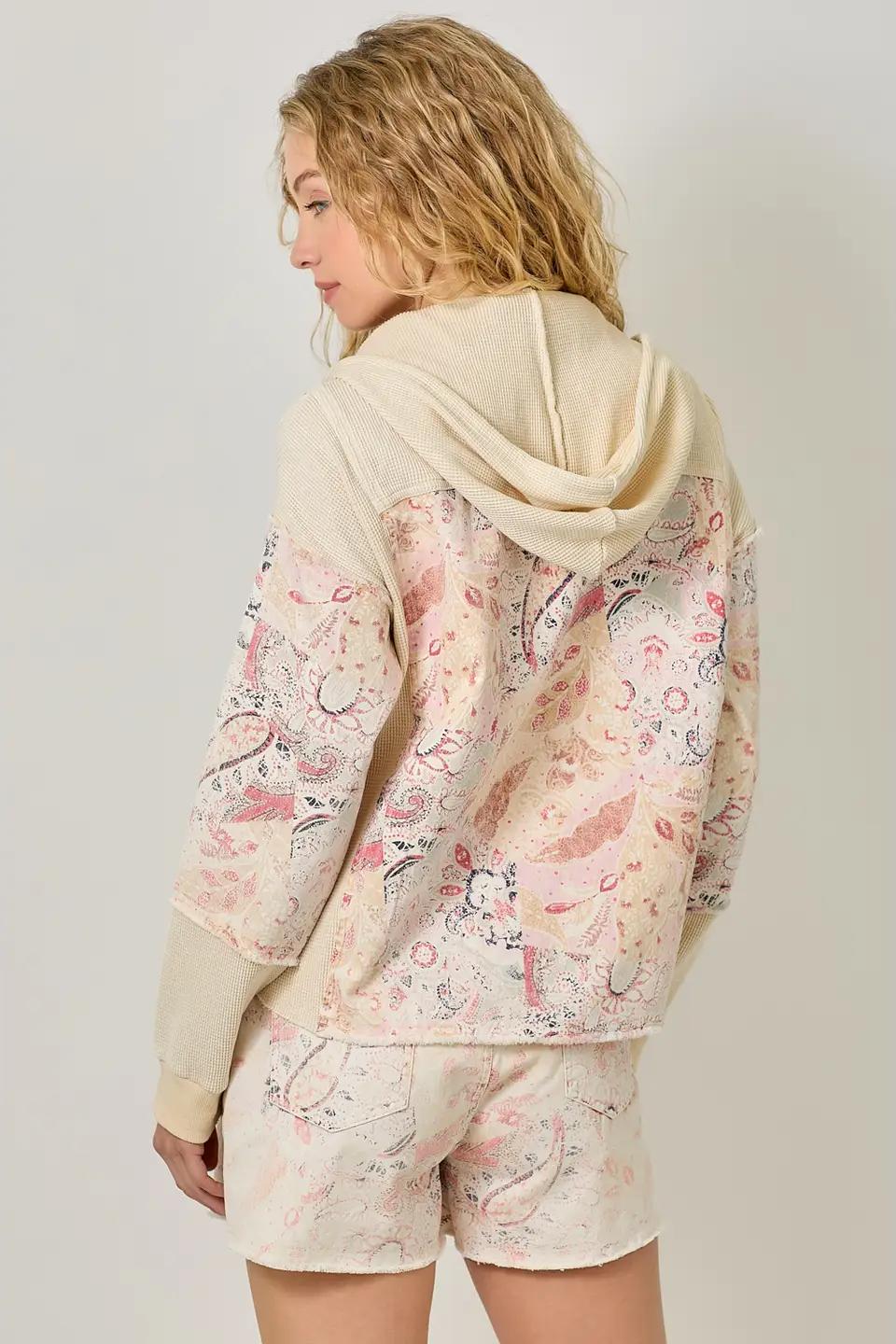 Thermal Paisley Contrast Hoodie Jacket Product Image