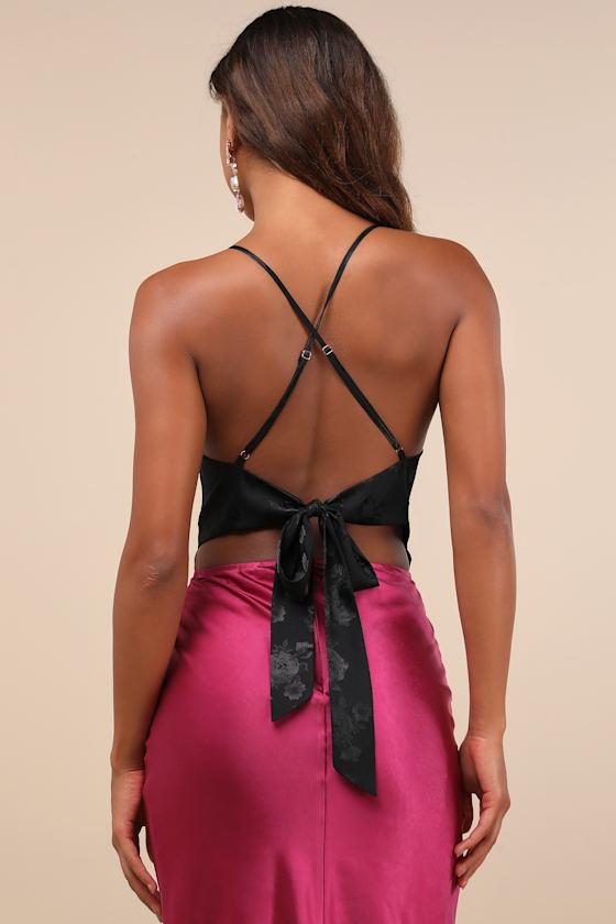 Endlessly Impressing Black Jacquard Backless Cowl Bodysuit Product Image