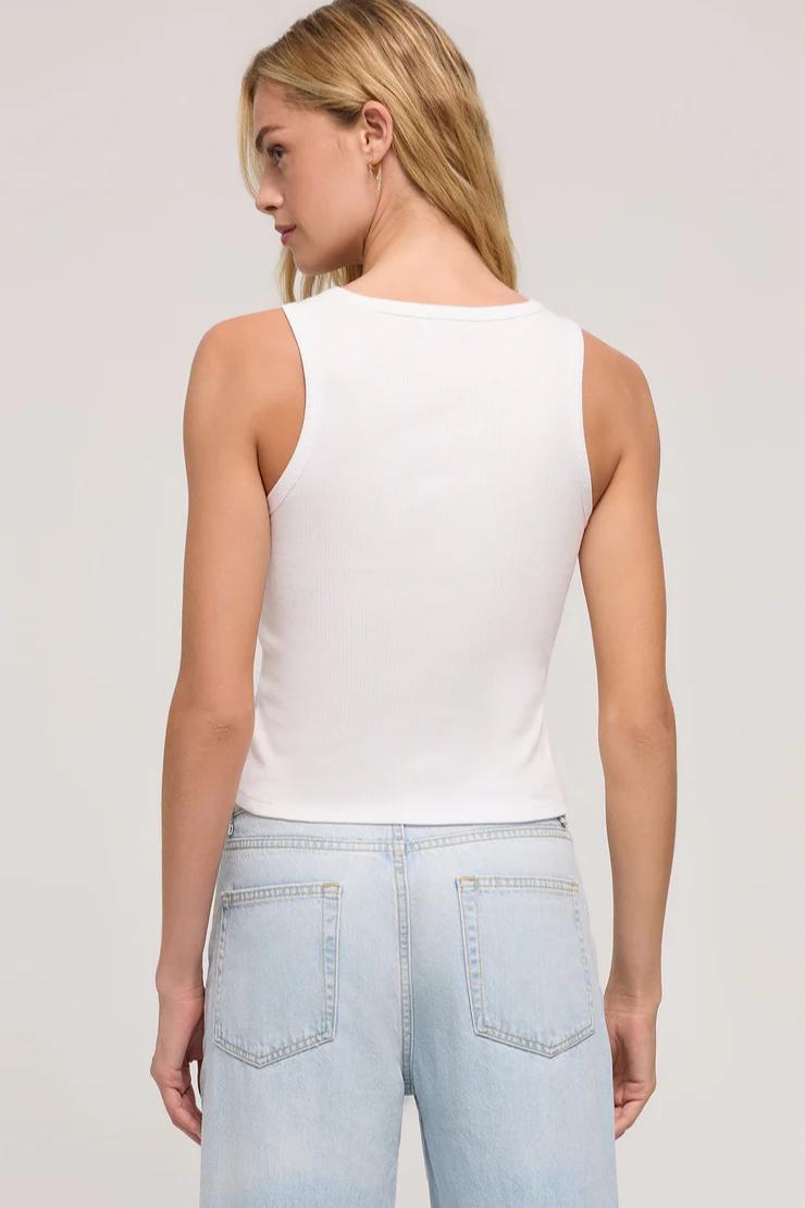 Hadley Rib Tank- White Product Image