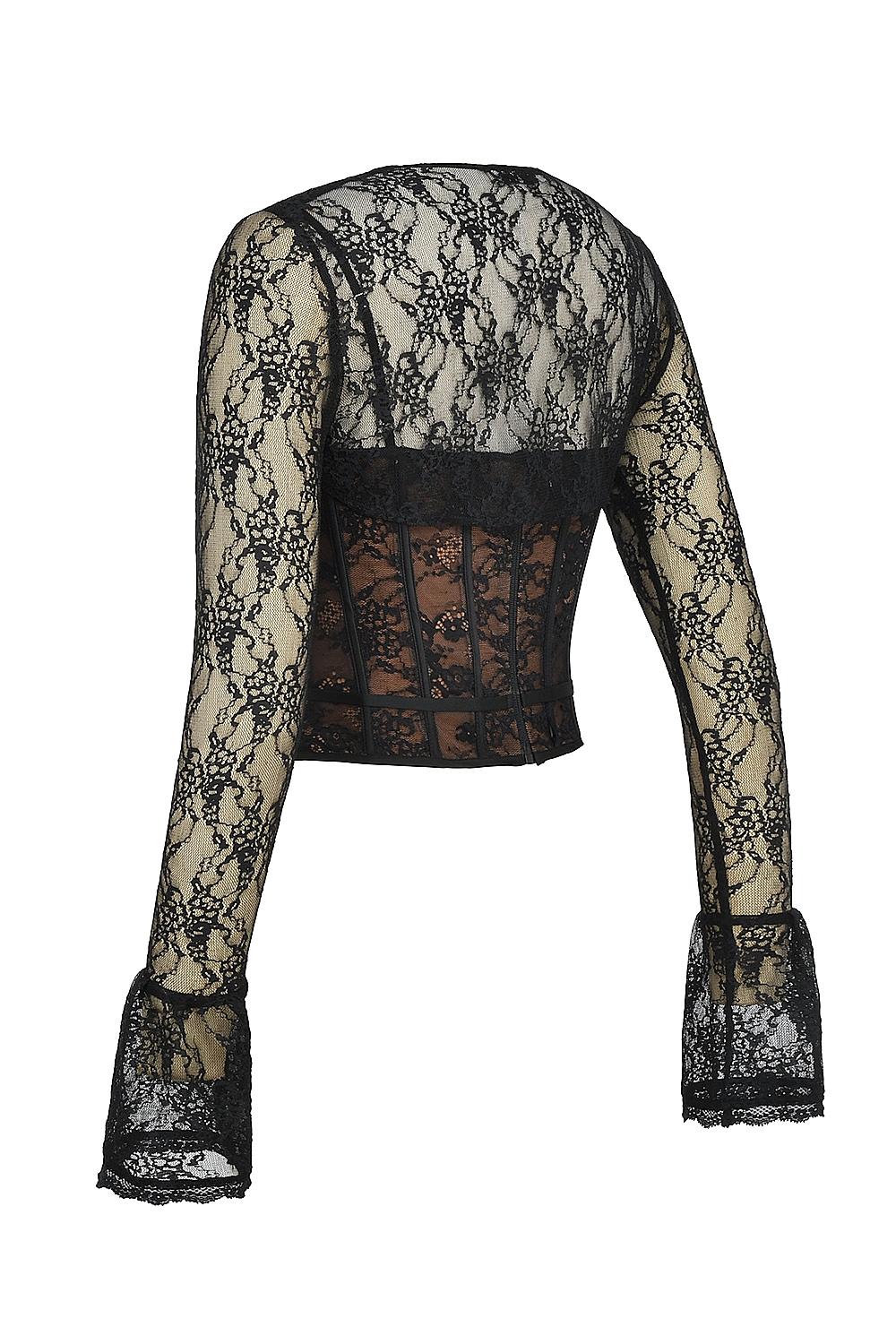 Lisette  black lace corset top with bolero Product Image