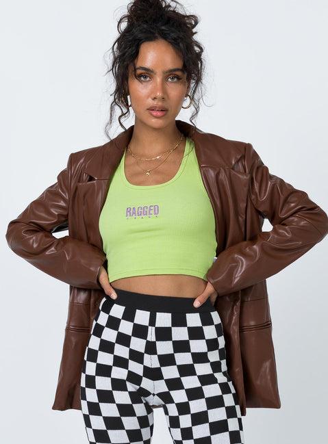 Morrison Faux Leather Blazer Brown Product Image