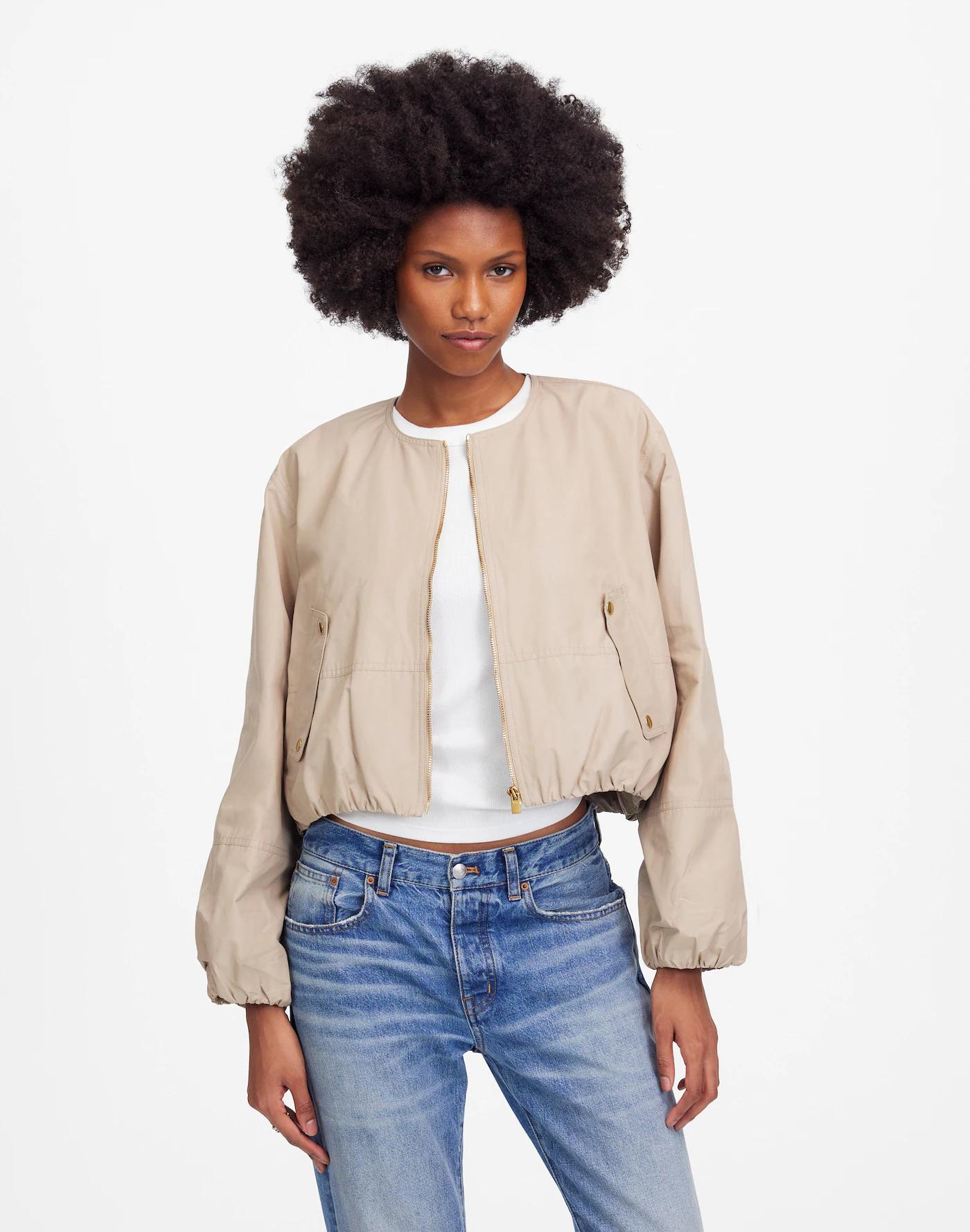 Bubble-Sleeve Bomber Jacket Product Image