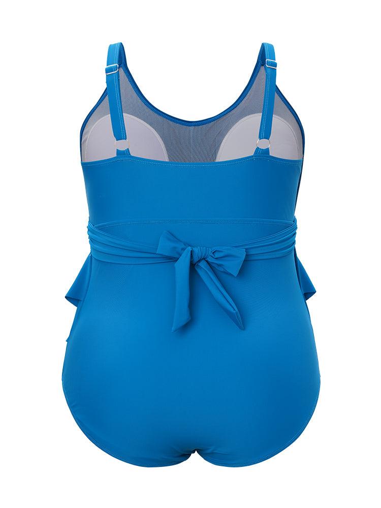 Lightly Lined Bow Asymmetrical Ruffle One Piece Swimsuit Female Product Image