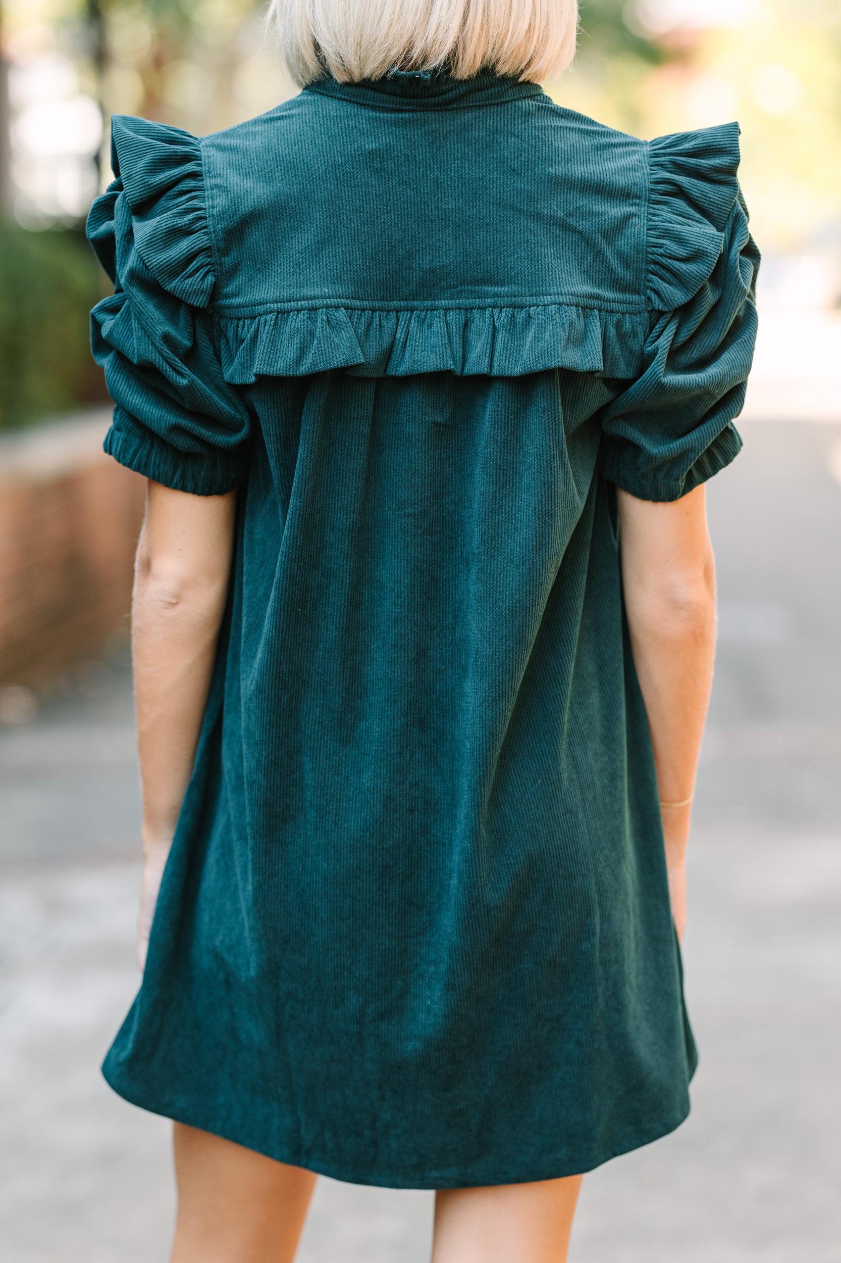 Answer The Call Hunter Green Babydoll Dress Female Product Image