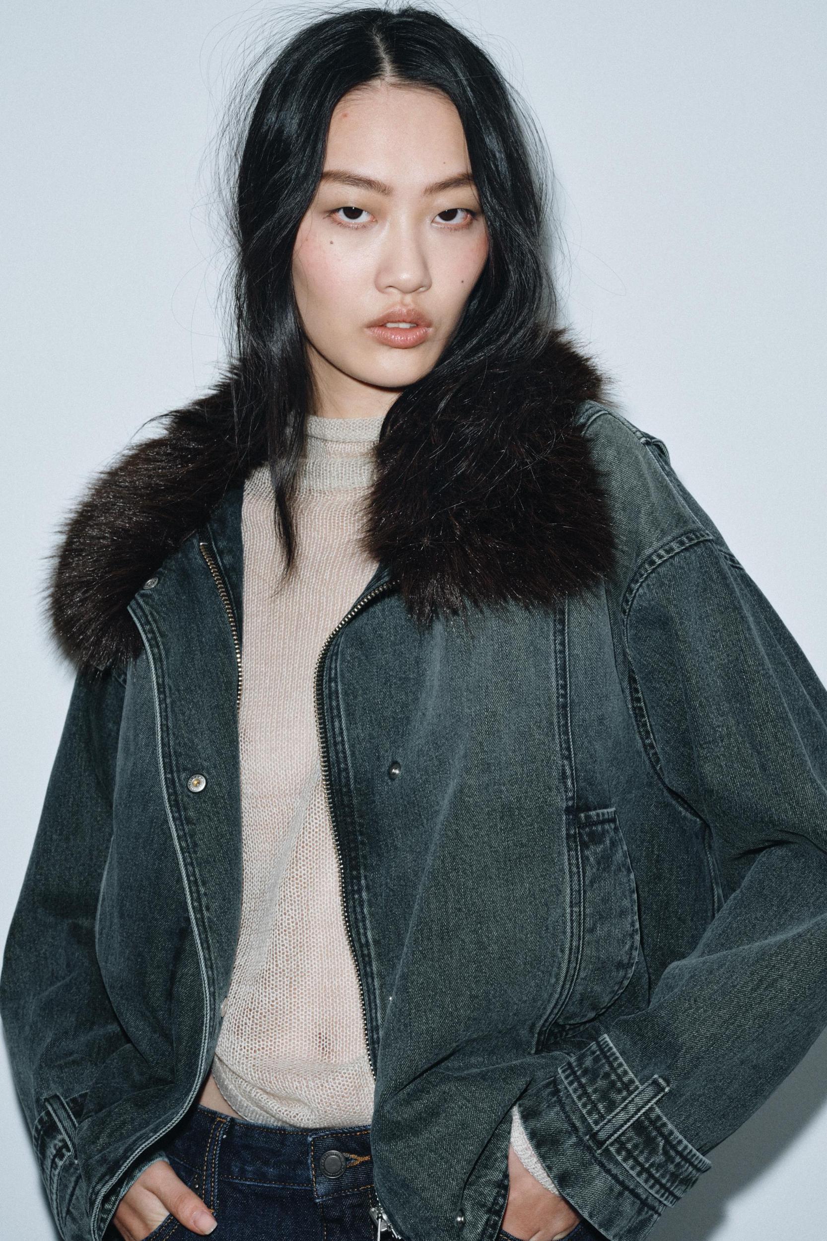 ZW COLLECTION DENIM BOMBER JACKET Product Image