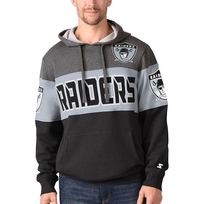 Men's Starter Gray/Silver Las Vegas Raiders Extreme Fireballer Throwback Pullover Hoodie,  Product Image