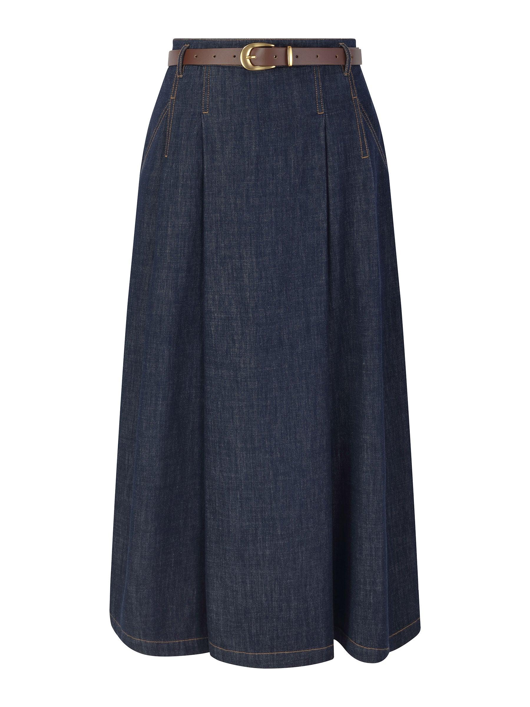 100% Cotton Denim Women Culottes With Belt Product Image