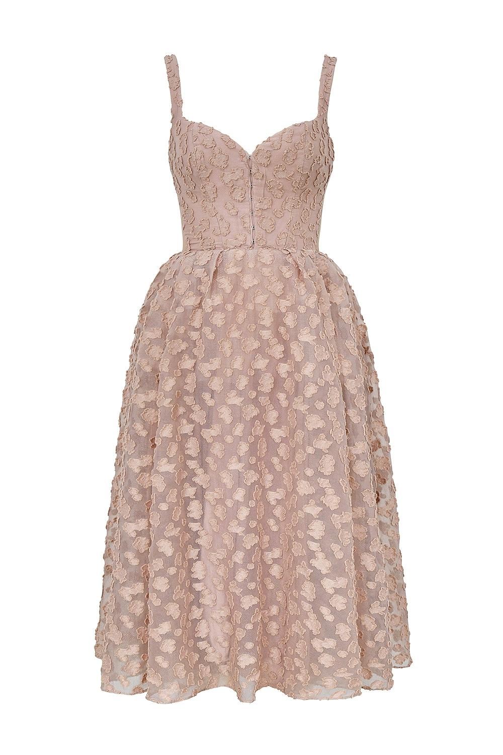 Lovely  french rose jacquard sweetheart neckline midi dress - sale Product Image