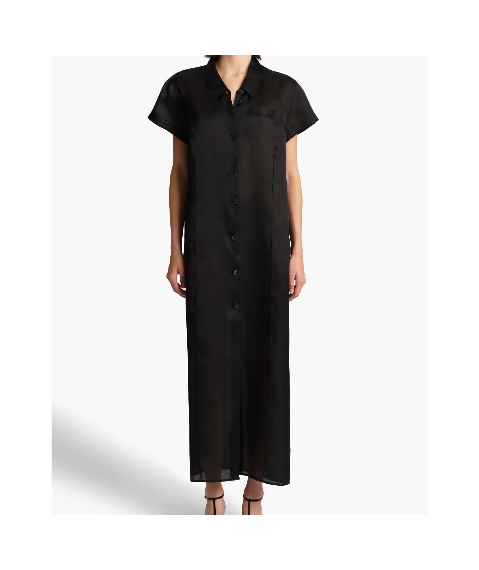KHAITE Effy Silk And Cotton-blend Organza Midi Shirt Dress In Black Product Image