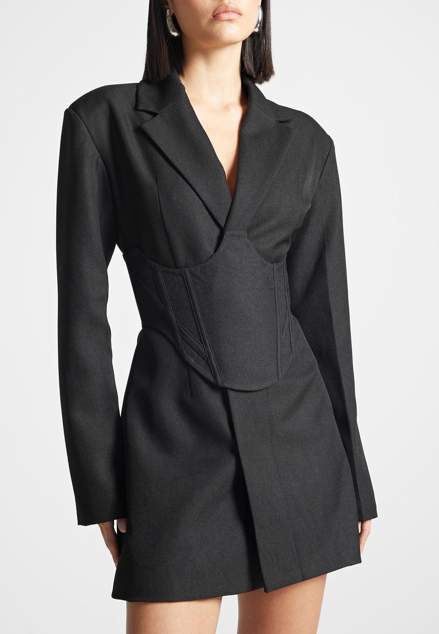 Tailored Blazer Dress with Reversible Corset - Black Female Product Image