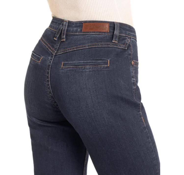 SALE Rock & Roll Denim® Ladies' HR Dark Wash Welt Pocket Trouser Jeans Product Image