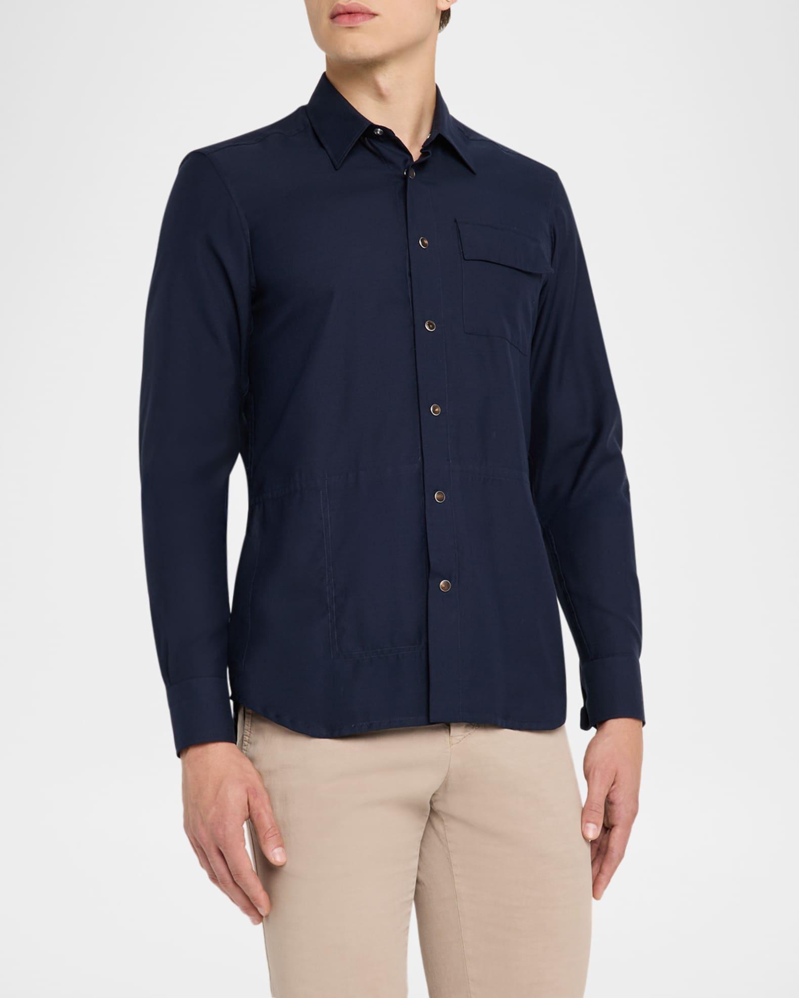 Men's Cotton and Silk Snap-Front Overshirt Product Image