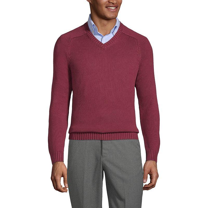 Mens' Lands' End School Uniform V-Neck Sweater, Men's,  Product Image
