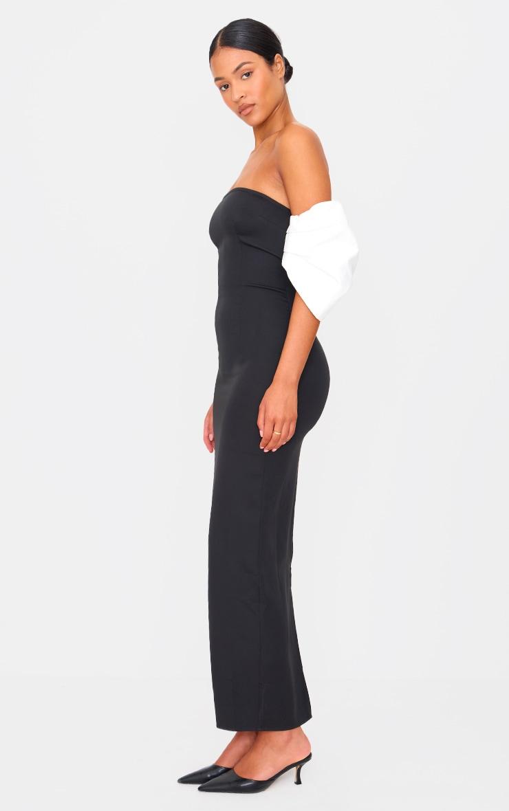 Tall Black Bow Detail Bodycon Midaxi Dress Product Image