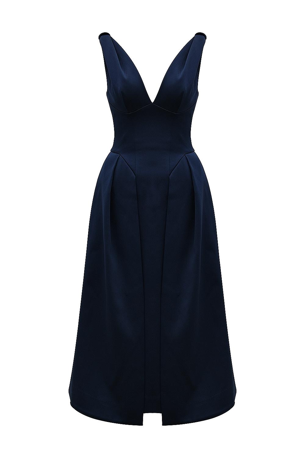 Paloma  midnight twist strap satin midi dress - sale Product Image