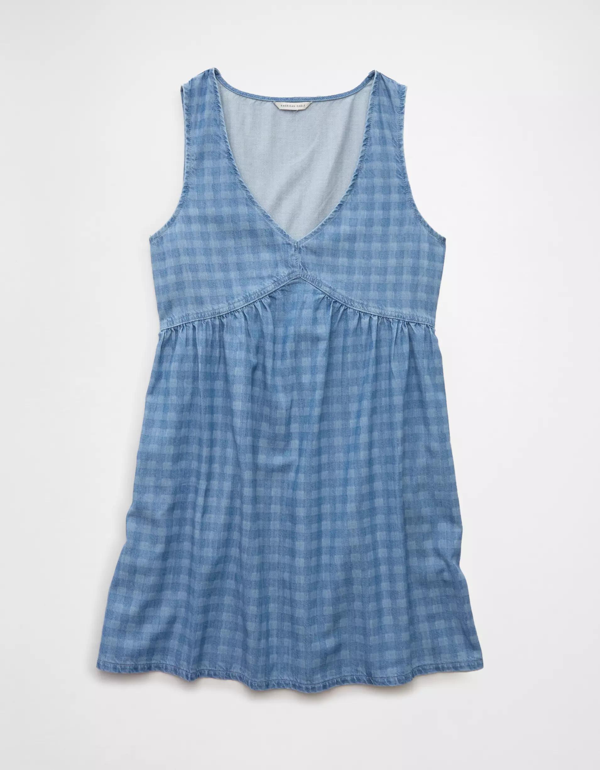 AE V-Neck Denim Striped Mini Shift Dress Product Image