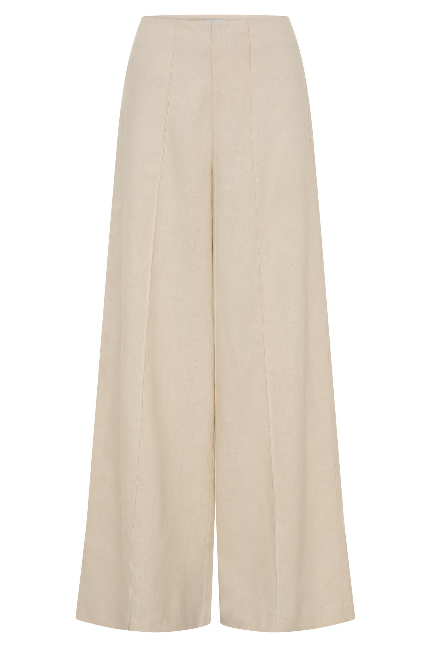 Brandi Linen Straight Leg Pant - Wheat Marle Product Image