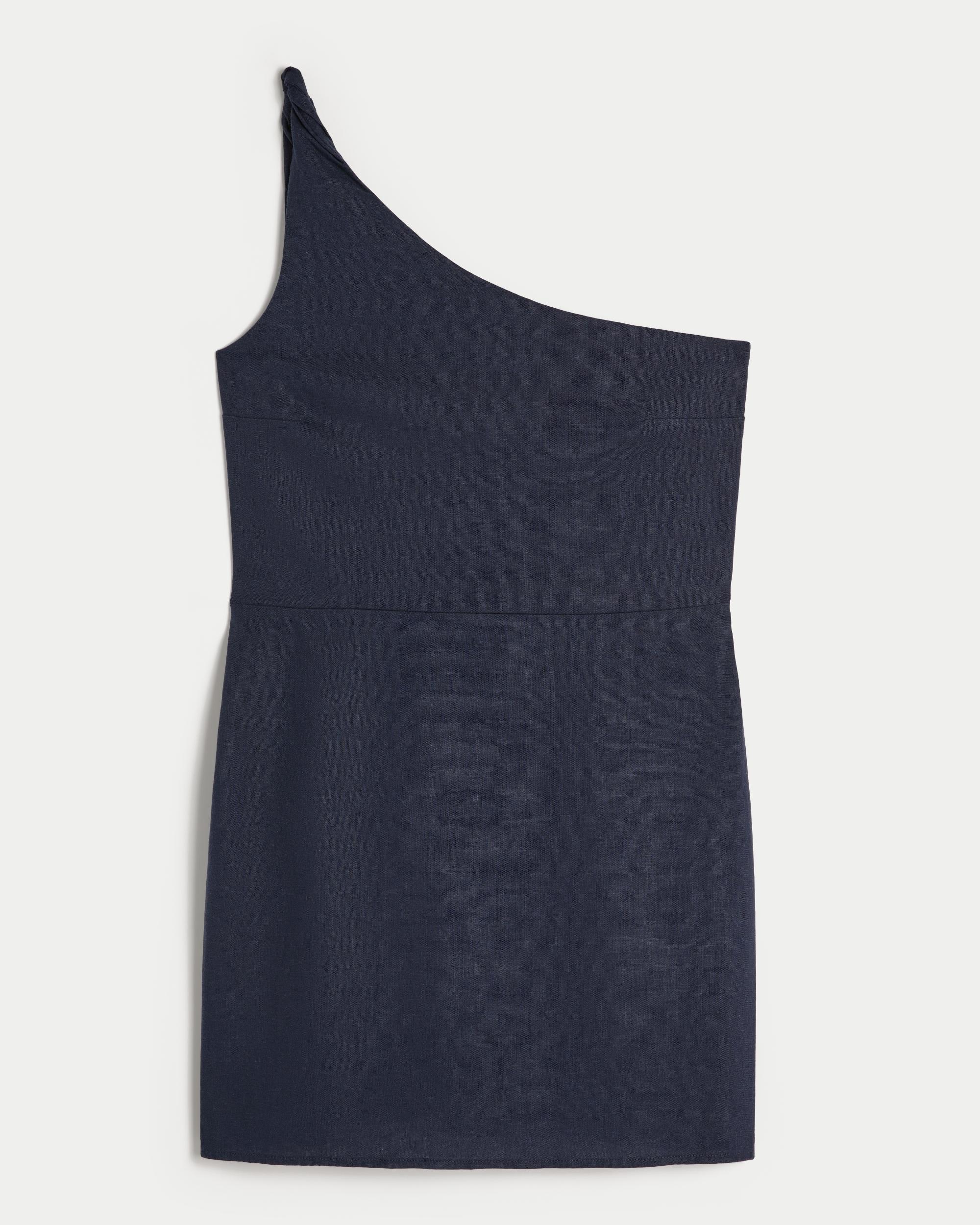 Linen-Blend Asymmetrical Mini Dress Product Image