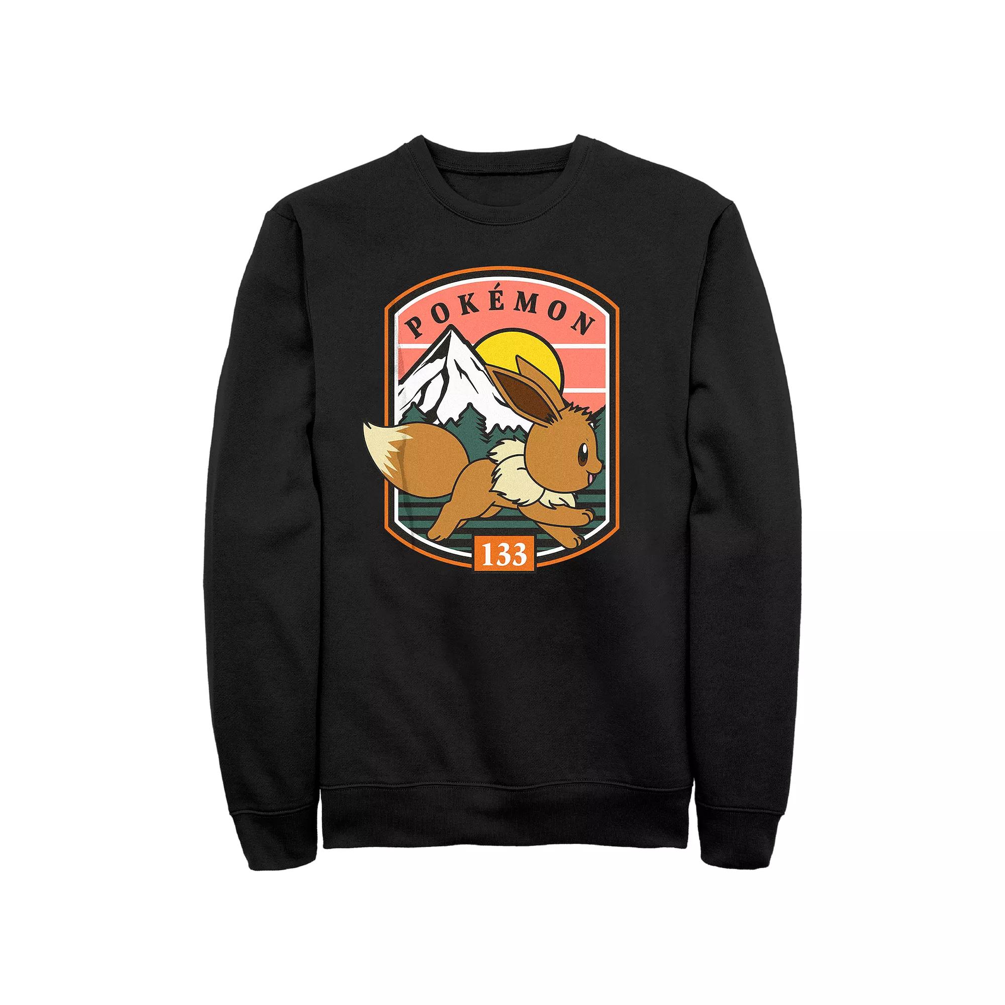 Men's Pokemon Eevee Running Stamp Graphic Fleece, Size: Large, Black Product Image