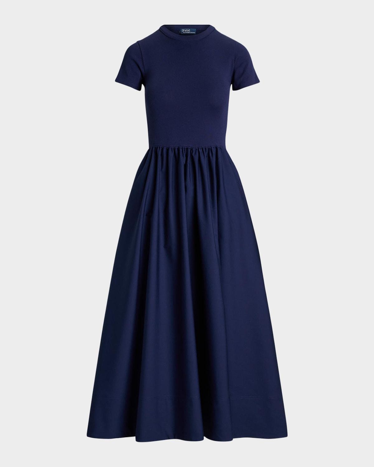 POLO RALPH LAUREN Short Sleeve Cotton Midi Dress Product Image