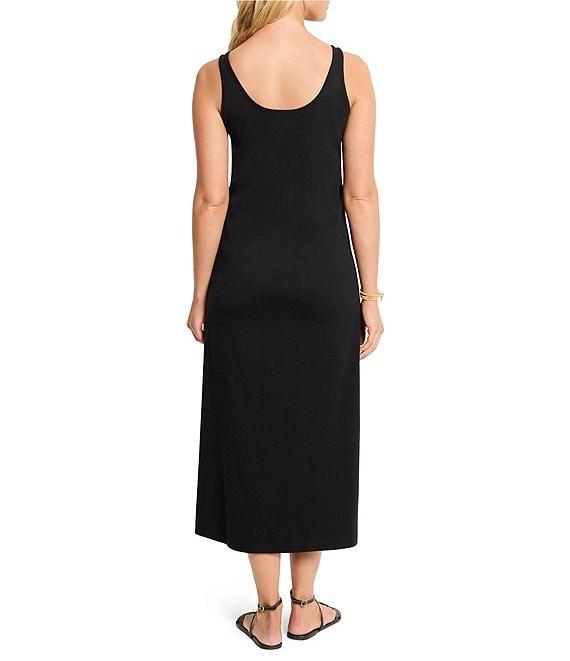 NIC + ZOE Knit Button Scoop Neck Sleeveless Sheath Midi Dress Product Image