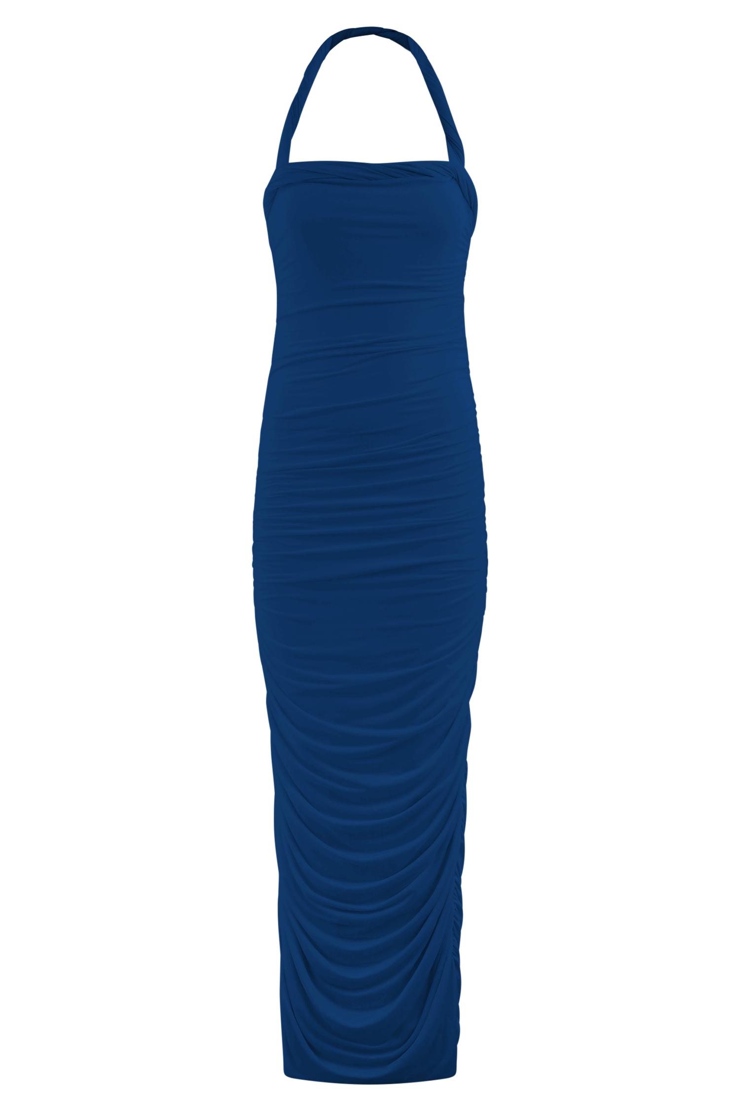 Camila Ruched Halter Midi Dress - Cobalt Product Image