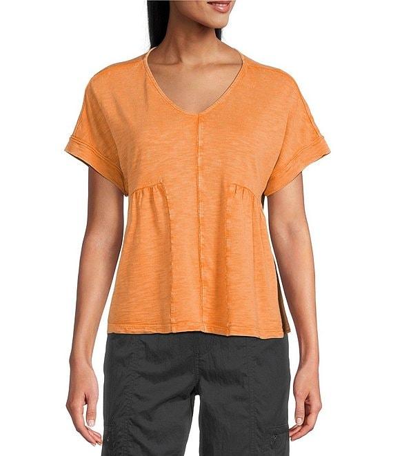 Westbound Knit V-Neck Flowy Short Sleeve Top Product Image