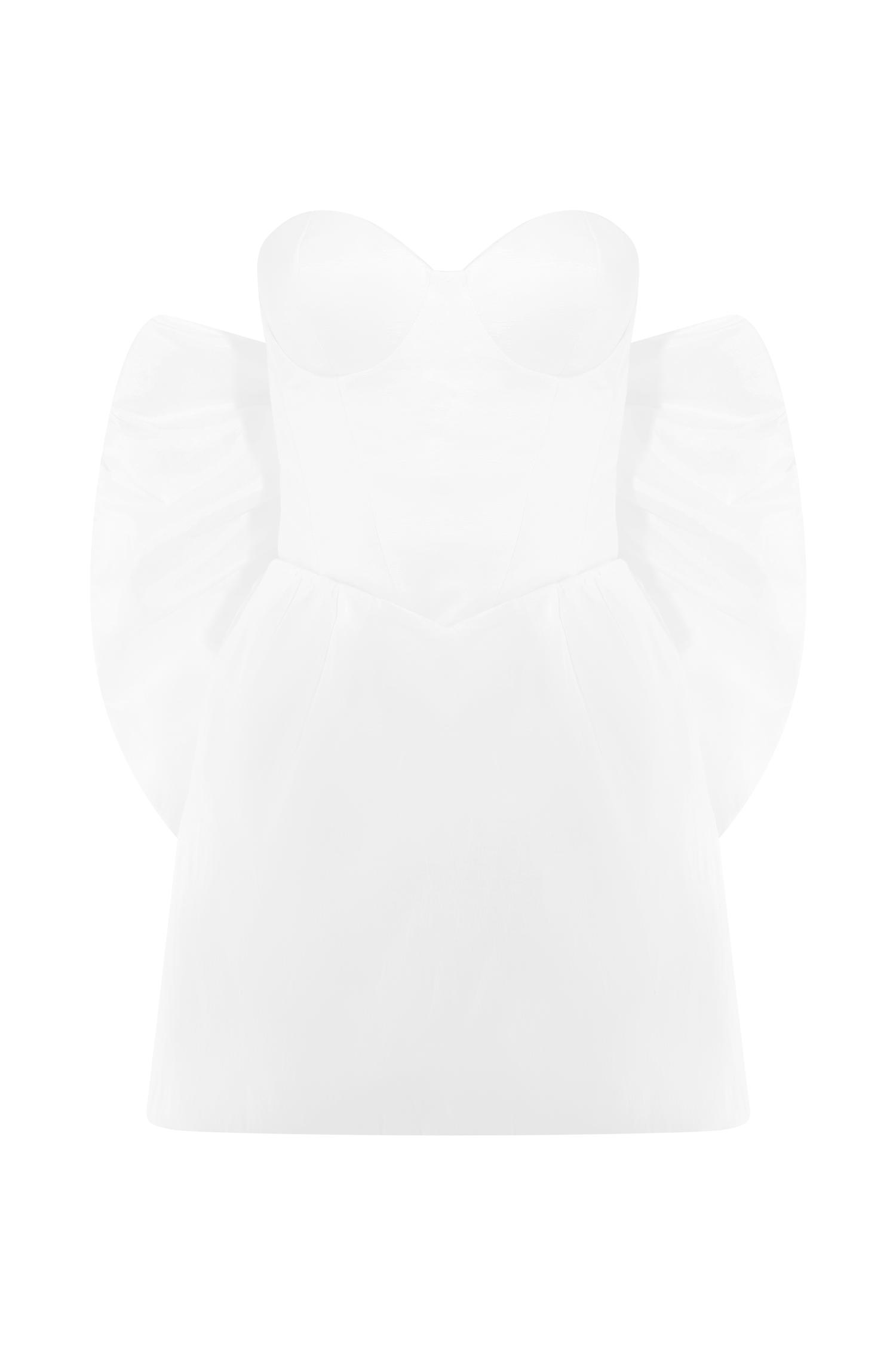 Suzette Taffeta Bow Mini Dress - White Product Image