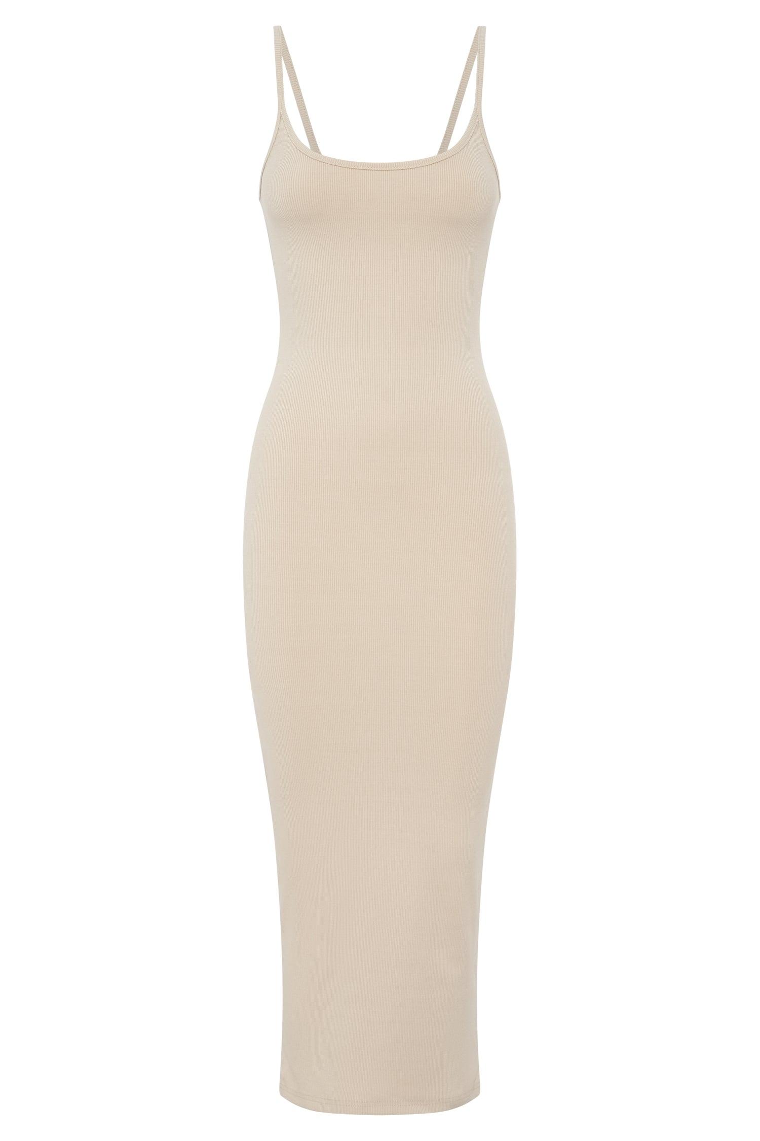 Alexis Ribbed Cami Midi Dress - Cream Product Image