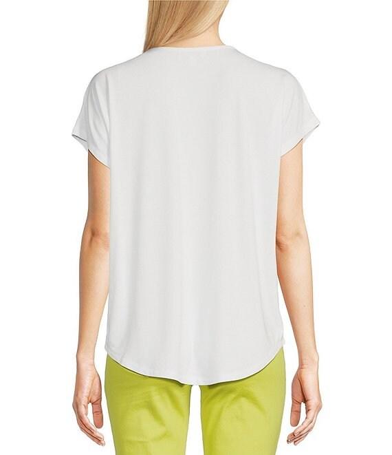 Gibson & Latimer Knit V-Neck Dropped Short Sleeve Shell Shirttail Tee Shirt Product Image