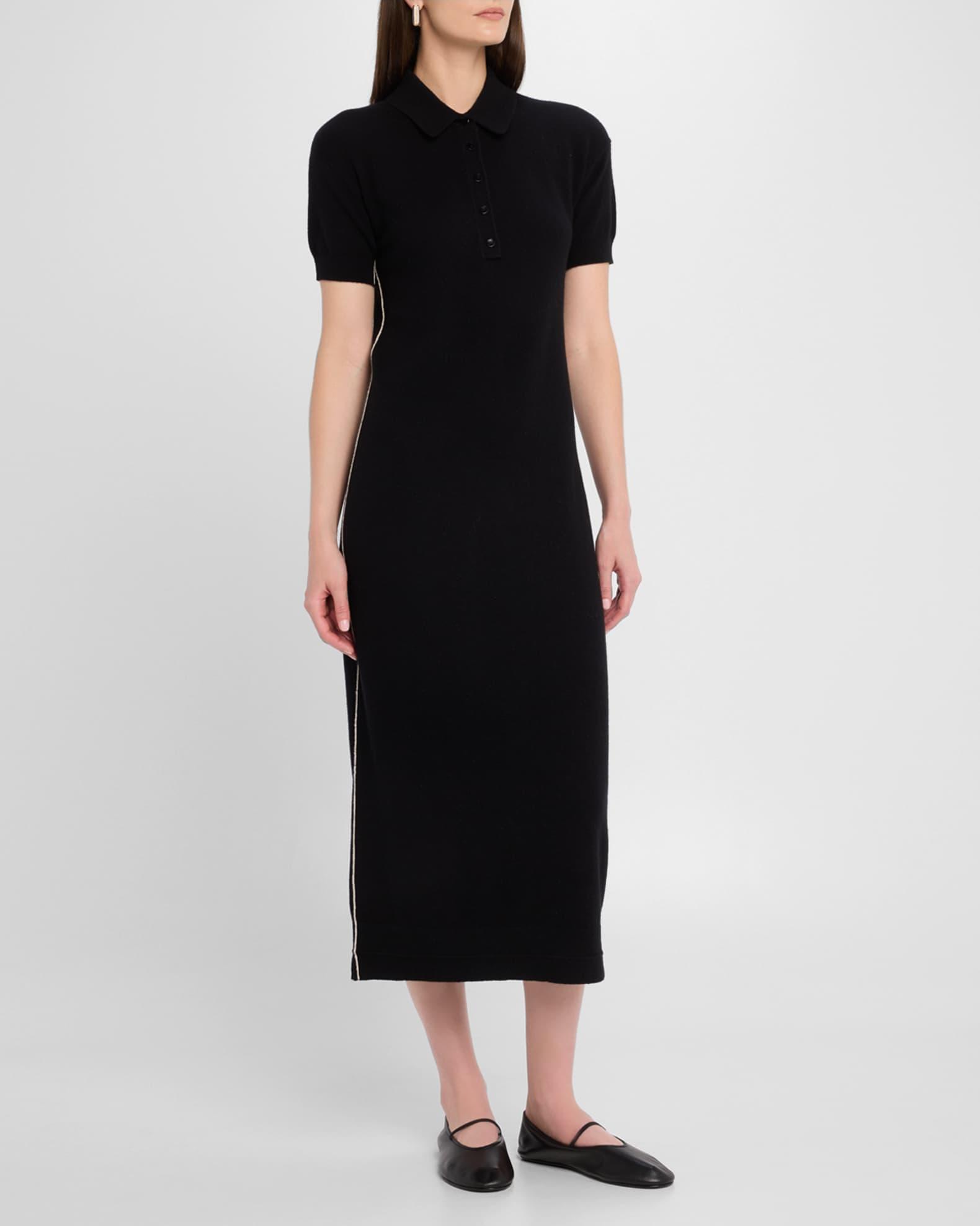 Short-Sleeve Cashmere Knit Midi Polo Dress Product Image