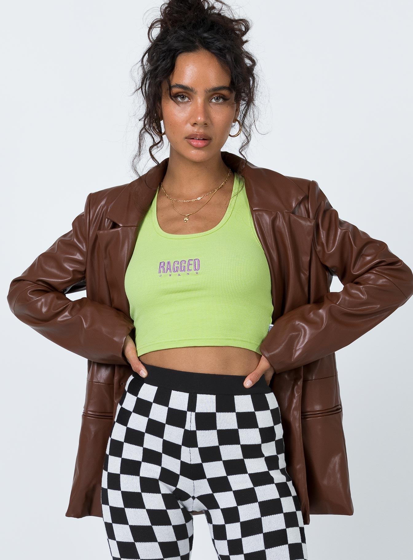 Morrison Faux Leather Blazer Brown Product Image