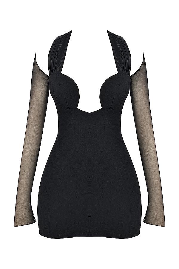 Holly  black plunge mini dress Product Image