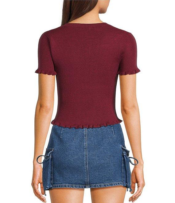 GB Short Sleeve Ruffle Trim Sweater Product Image