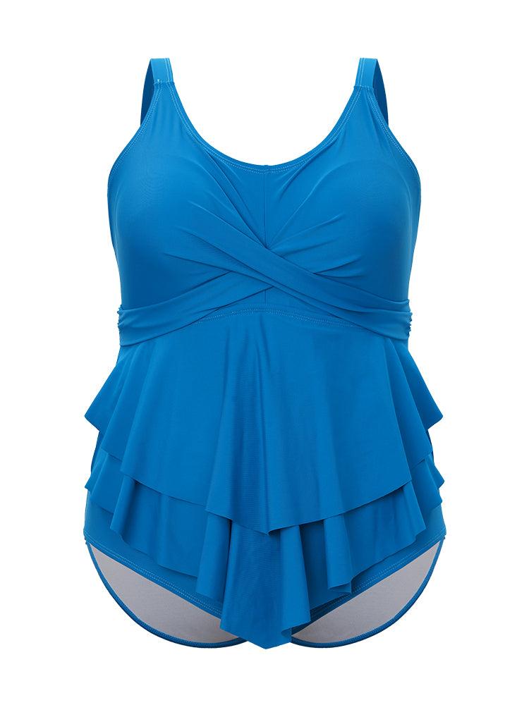 Lightly Lined Bow Asymmetrical Ruffle One Piece Swimsuit Female Product Image