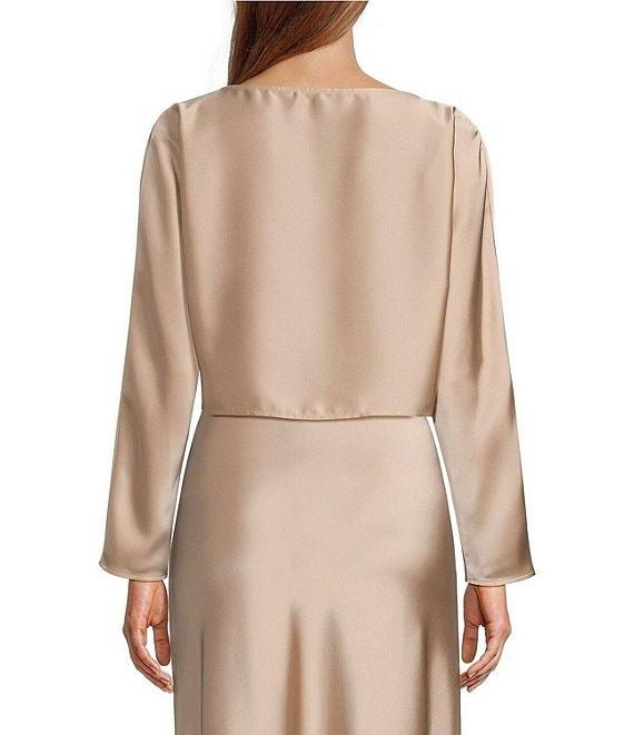 Antonio Melani Blyss Boat Neck Long Sleeve Coordinating Satin Blouse Product Image