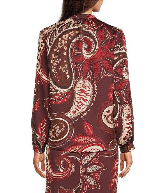 Alex Marie Olivia Coordinating Printed Paisley Satin Midi Pencil Skirt Product Image