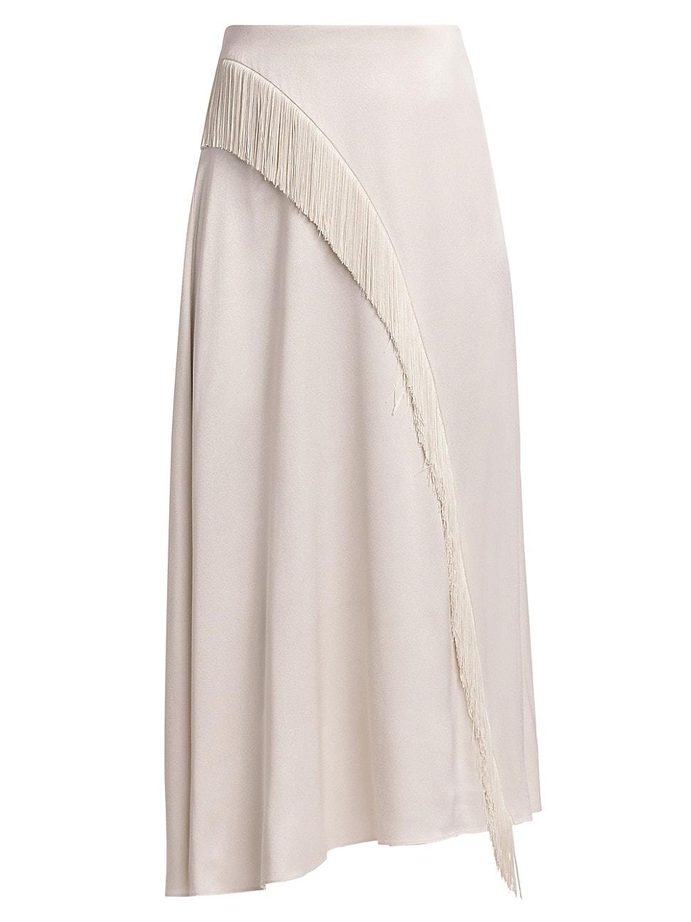 Womens Asymmetric Fringe Midi-Skirt Product Image