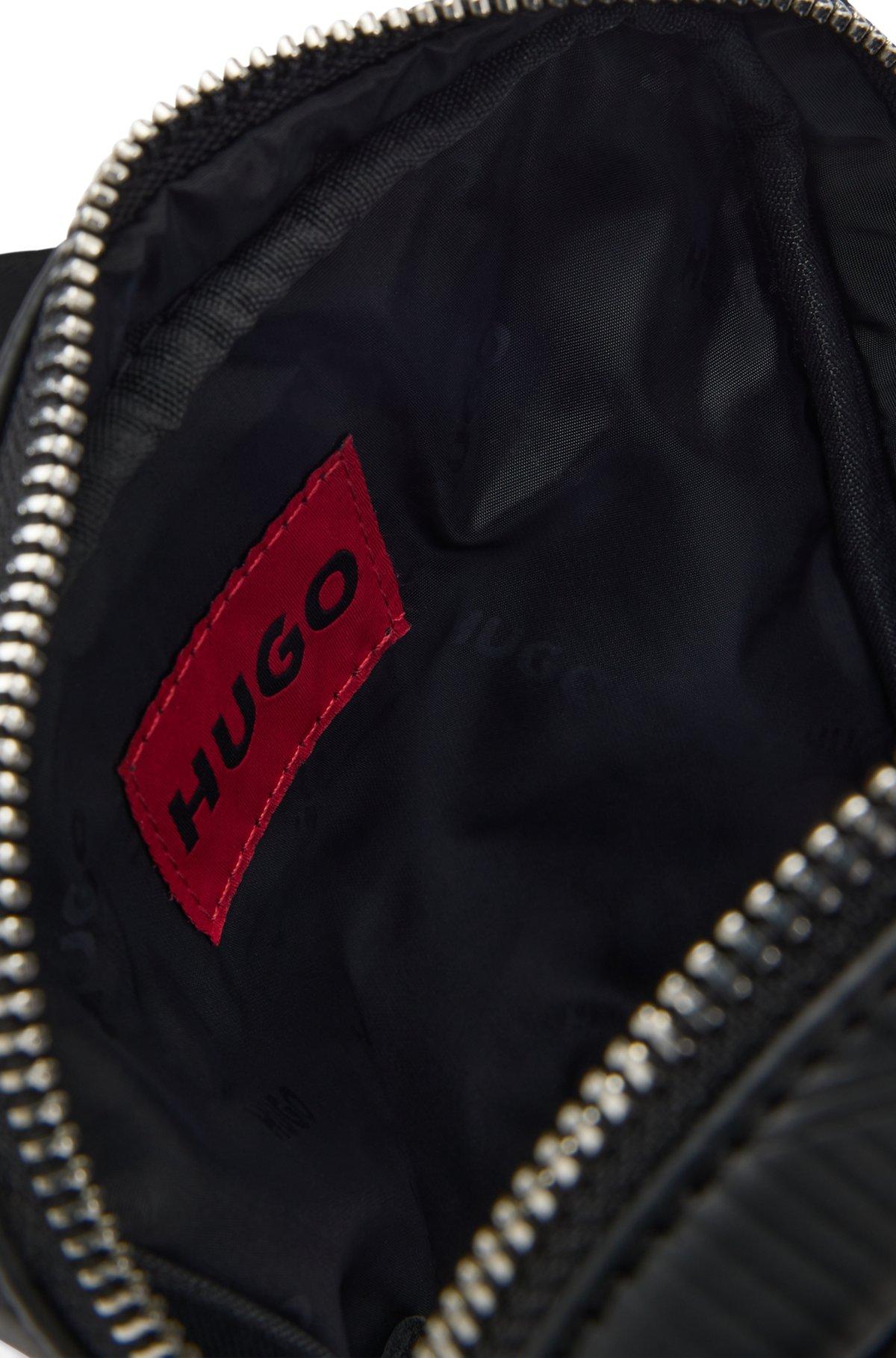 HUGO - Faux-leather reporter bag with stacked and geometric logos - Black Product Image