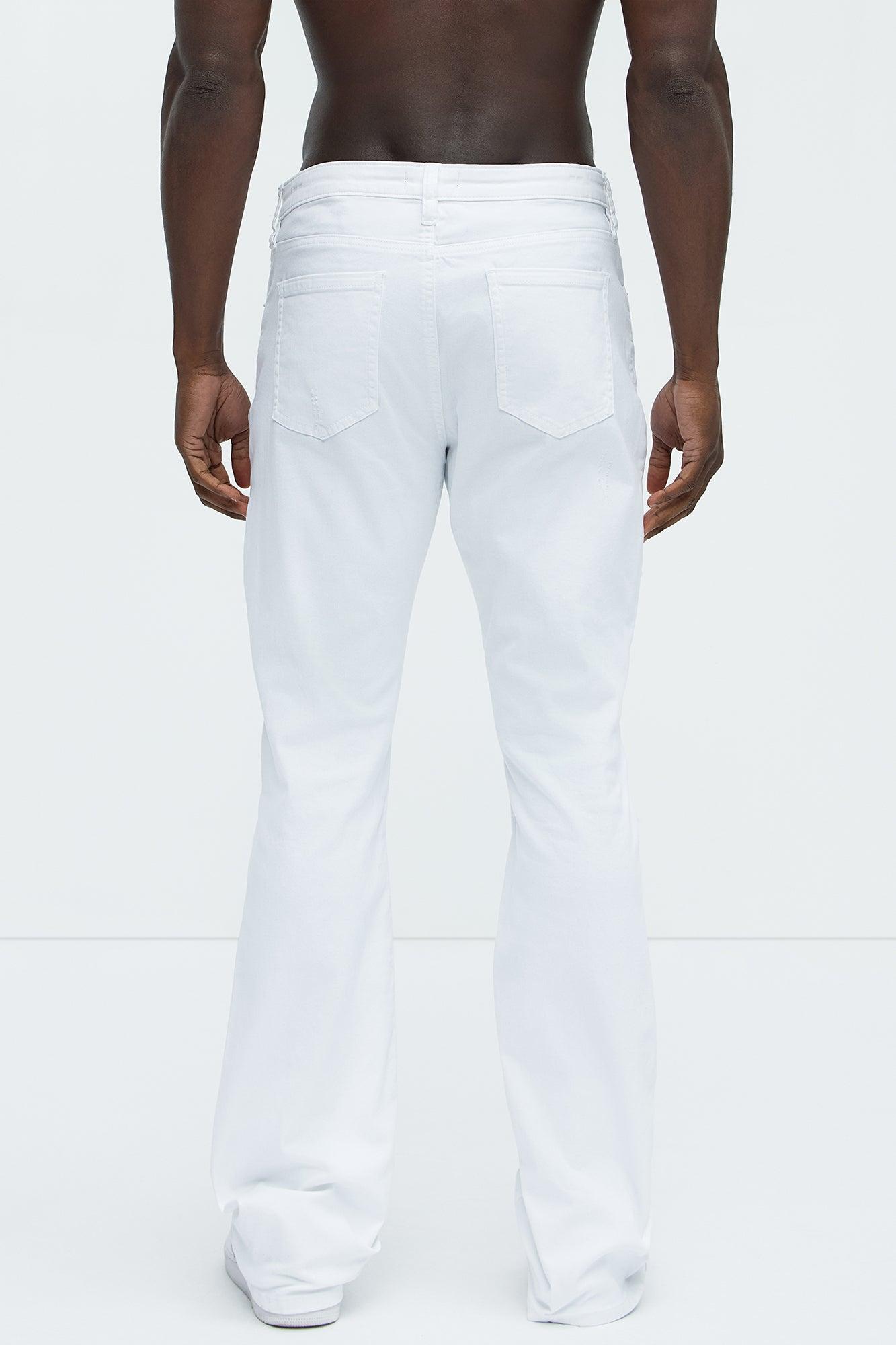 Reel It In Stacked Slim Flare Jeans - White Product Image