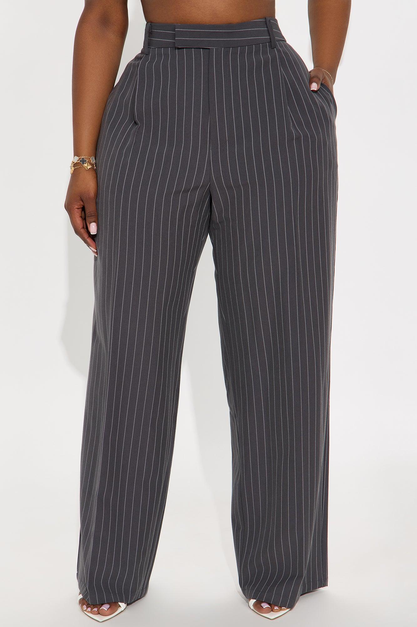 Angie Pinstripe Trouser - Charcoal Female Product Image