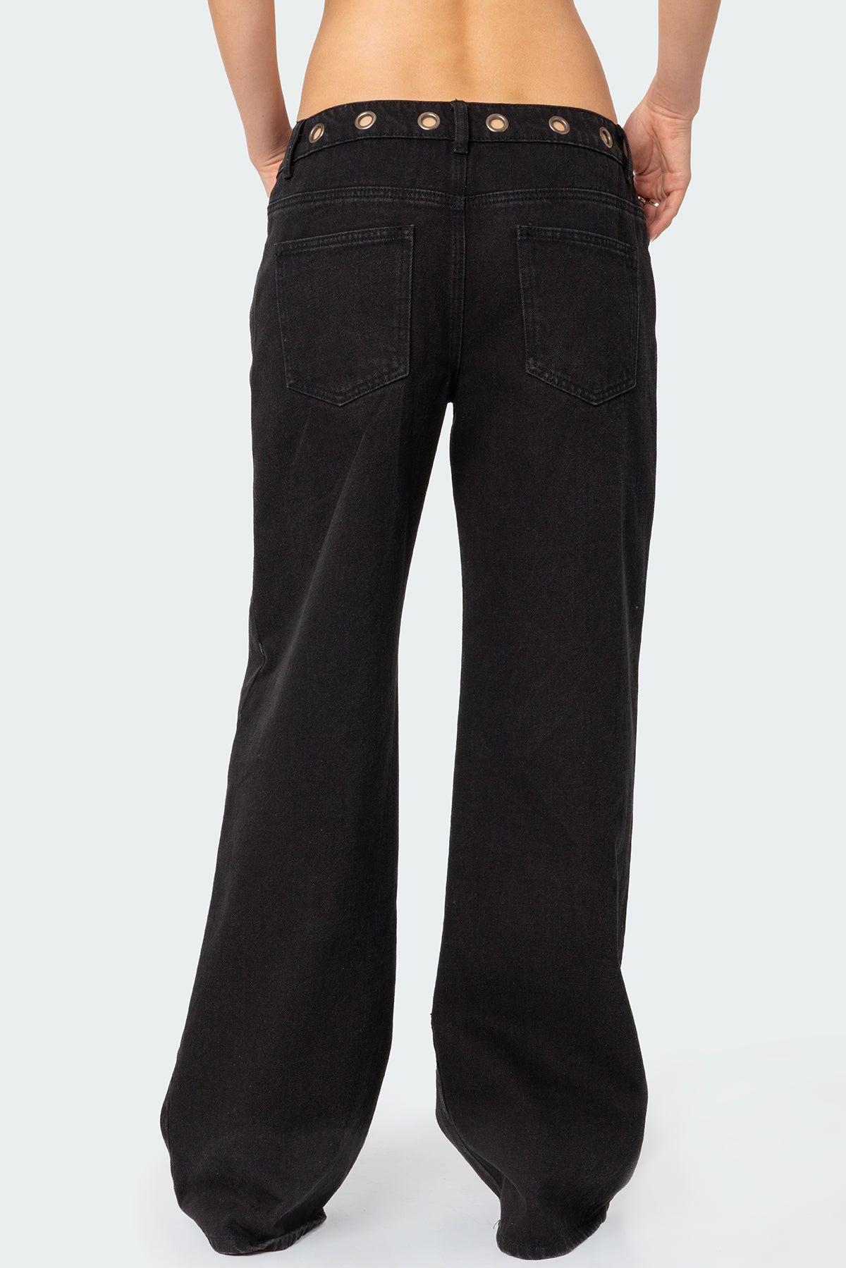 Libby Grommet Low Rise Wide Leg Jeans Product Image