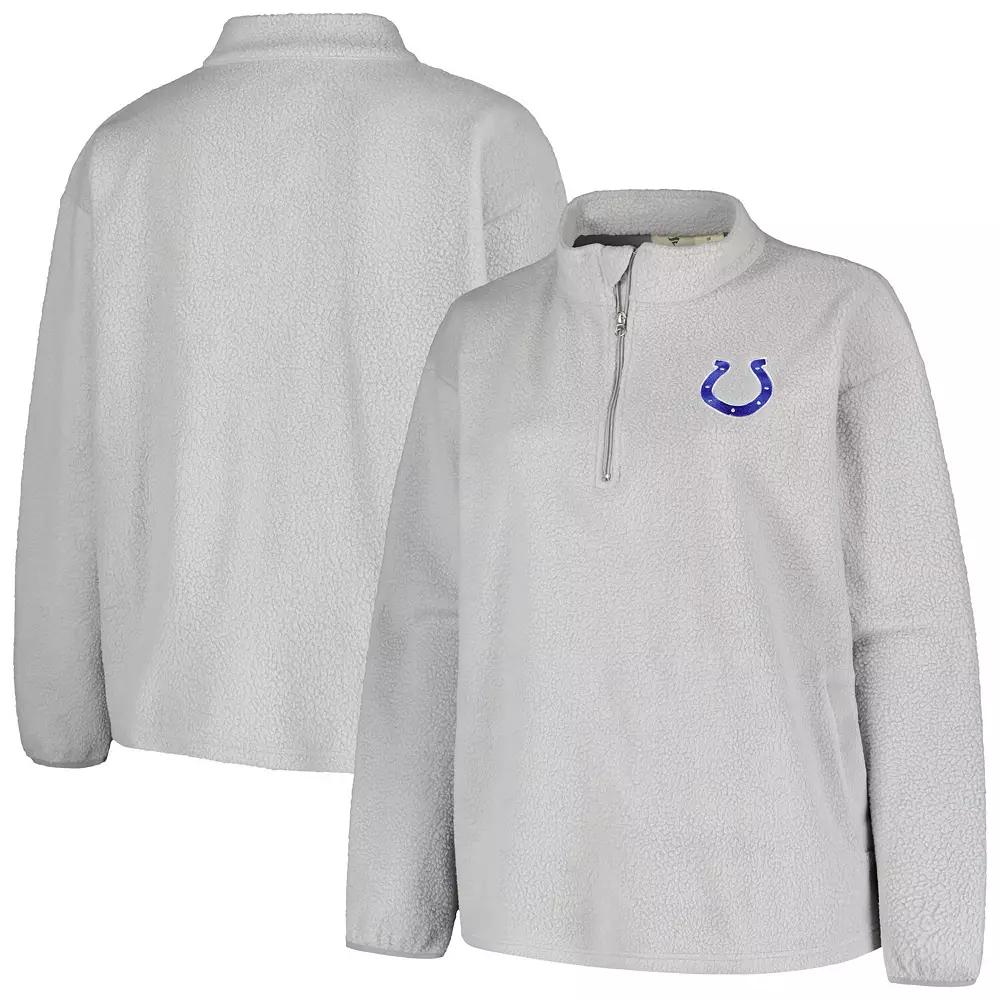 Women's Profile Gray Indianapolis Colts Plus Size Sherpa Quarter-Zip Jacket, Size: 2XL, Grey Product Image
